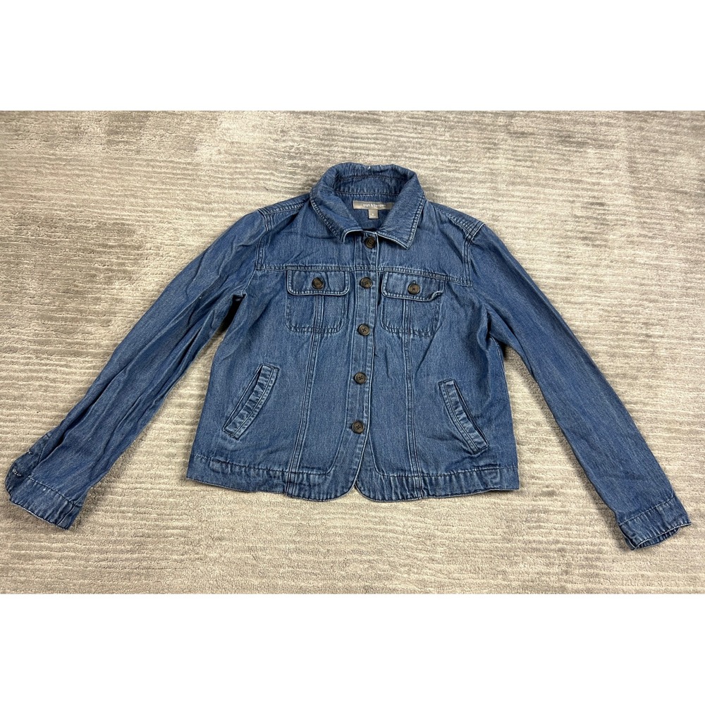Croft & Barrow Denim Jacket Womens Small Blue Tencel Blend Button Front Casual